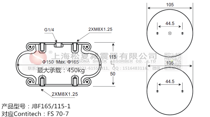 JBF165/115-1橡膠<a href='http://www.showjay.cn/' target='_blank'><u>空氣彈簧</u></a>