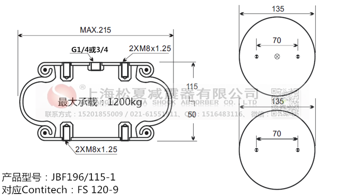 JBF196/115-1橡膠<a href='http://www.showjay.cn/' target='_blank'><u>空氣彈簧</u></a>