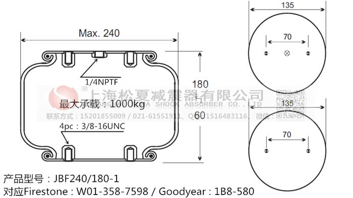 JBF240-180-1橡膠<a href='http://www.showjay.cn/' target='_blank'><u>空氣彈簧</u></a>