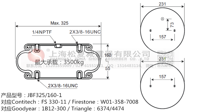 JBF325/160-1橡膠<a href='http://www.showjay.cn/' target='_blank'><u>空氣彈簧</u></a>