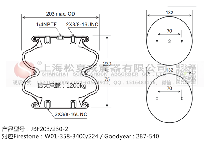 JBF203/230-2橡膠<a href='http://www.showjay.cn/' target='_blank'><u>空氣彈簧</u></a>