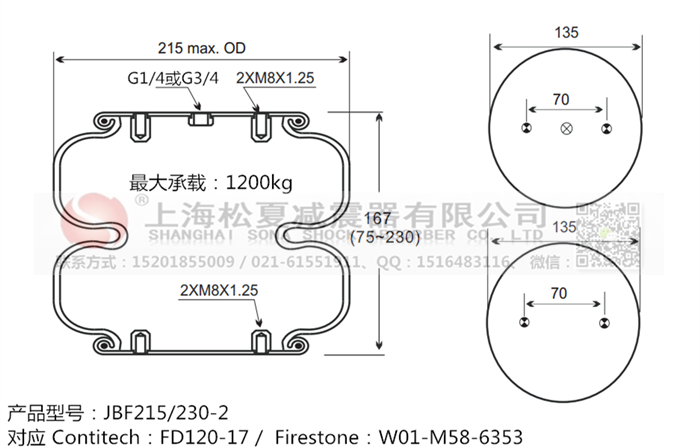 JBF215/230-2橡膠<a href='http://www.showjay.cn/' target='_blank'><u>空氣彈簧</u></a>