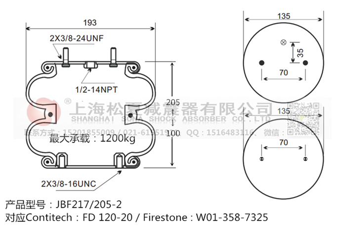 JBF217/205-2橡膠<a href='http://www.showjay.cn/' target='_blank'><u>空氣彈簧</u></a>