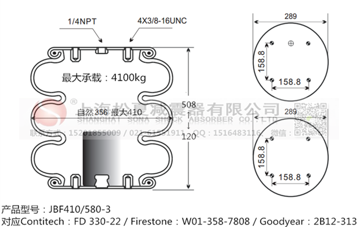 JBF410/580-3橡膠<a href='http://www.showjay.cn/' target='_blank'><u>空氣彈簧</u></a>